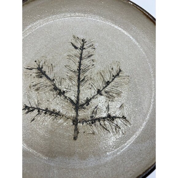 E.J. Studio Art Pottery Tray, Plate Hand Painted, Pine Tree 7.75X1'' - Picture 2 of 11